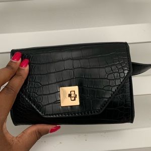 Black Croc Waist Belt Bag